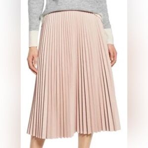 Like New [$198] Halogen x Atlantic Pacific Pleated Croc Faux Leather Midi Skirt.
